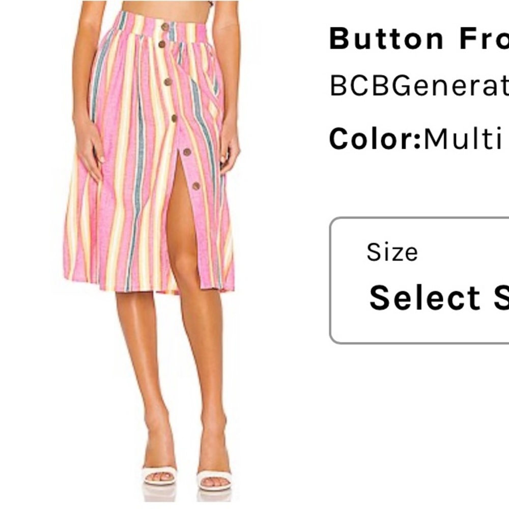 NWOT BCBG Button Front Midi Skirt in Multi